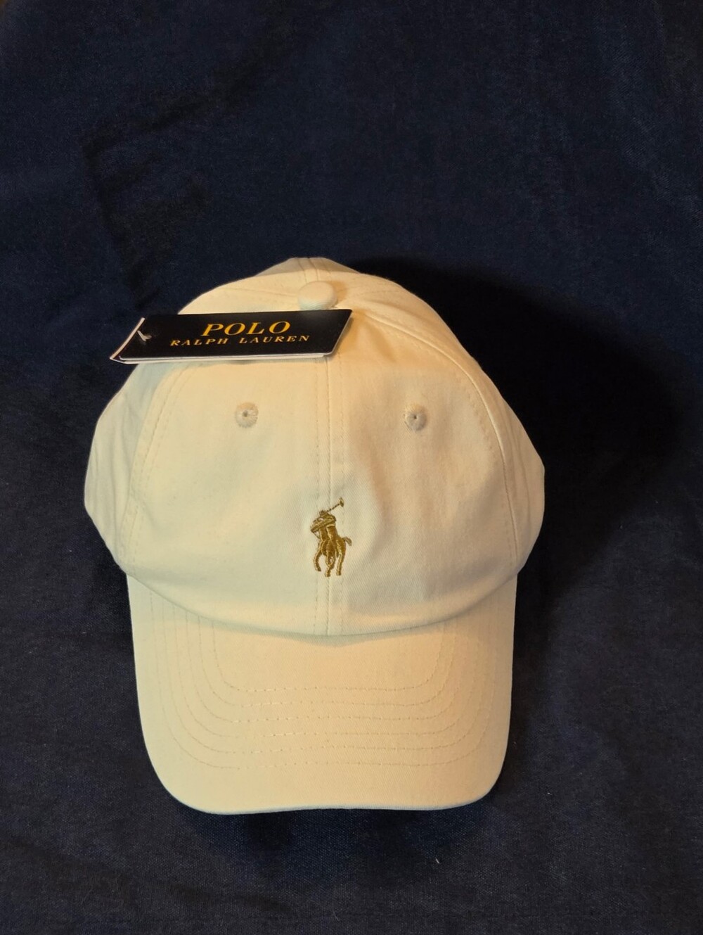Ralph Lauren Cream Baseball Cap with Gold Polo Emblem 🚨 LOW INVENTORY ALERT 🚨 - Picture 3 of 4